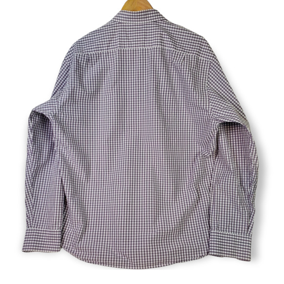 UNTUCKit 100% Cotton Purple Gray/White Gingham Button Down XL - Picture 4 of 5